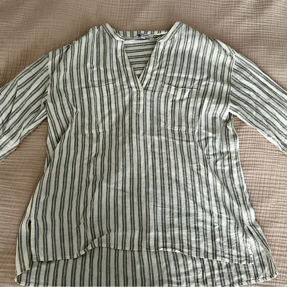 Women’s Madewell Linen Striped V-Neck Tunic Top